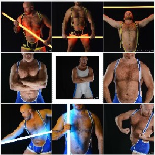 Muscle man in wrestling singlets